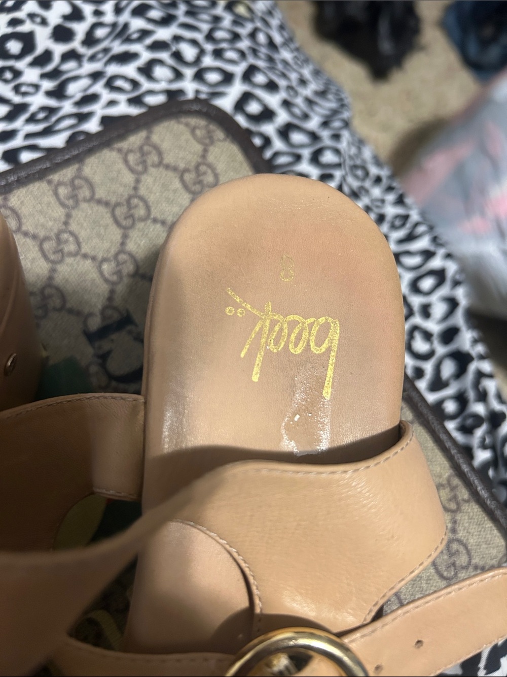 Beek Nude/Tan Leather Women's Slide Sandals